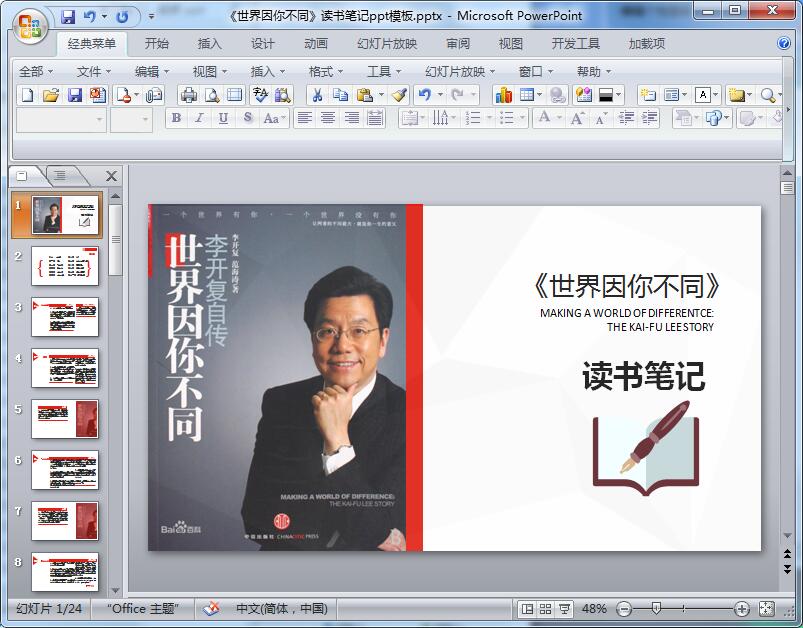 《世界因你不同》读书笔记ppt模板