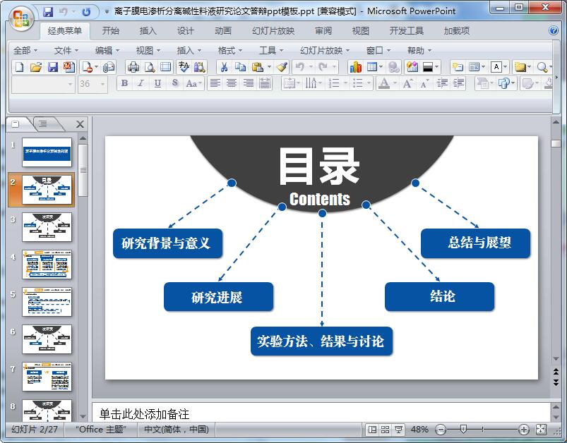 离子膜电渗析分离碱性料液研究论文答辩ppt模板