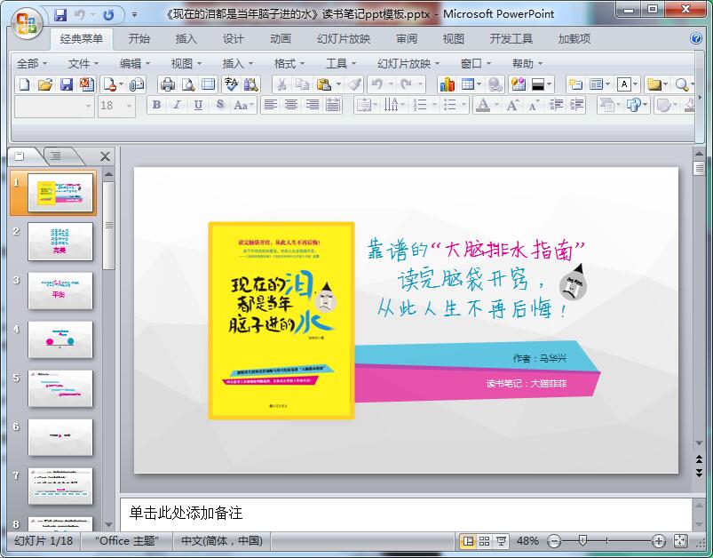 《现在的泪都是当年脑子进的水》读书笔记ppt模板