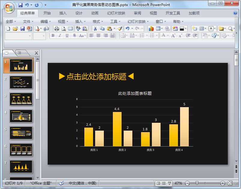 扁平化黄黑商务信息动态图表