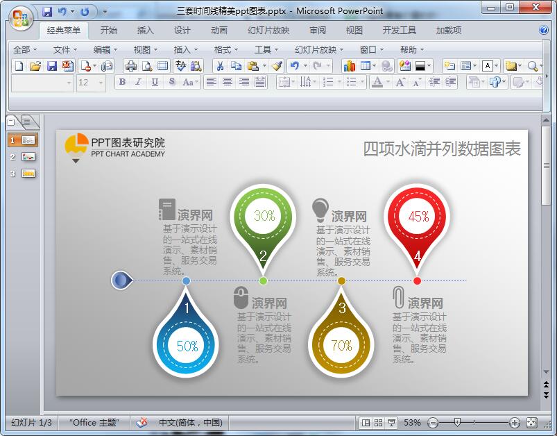 三套时间线精美ppt图表