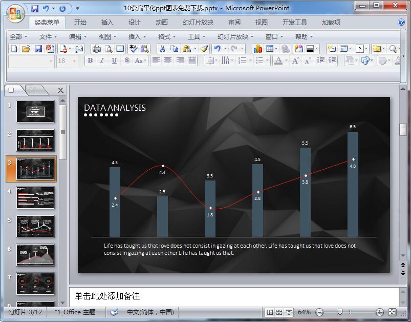 10套扁平化ppt图表免费下载