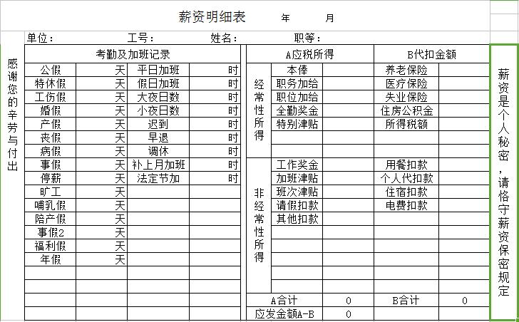 薪资明细表Excel图表模板