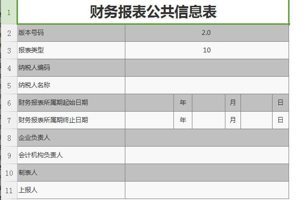 财务报表公共信息表Excel图表模板