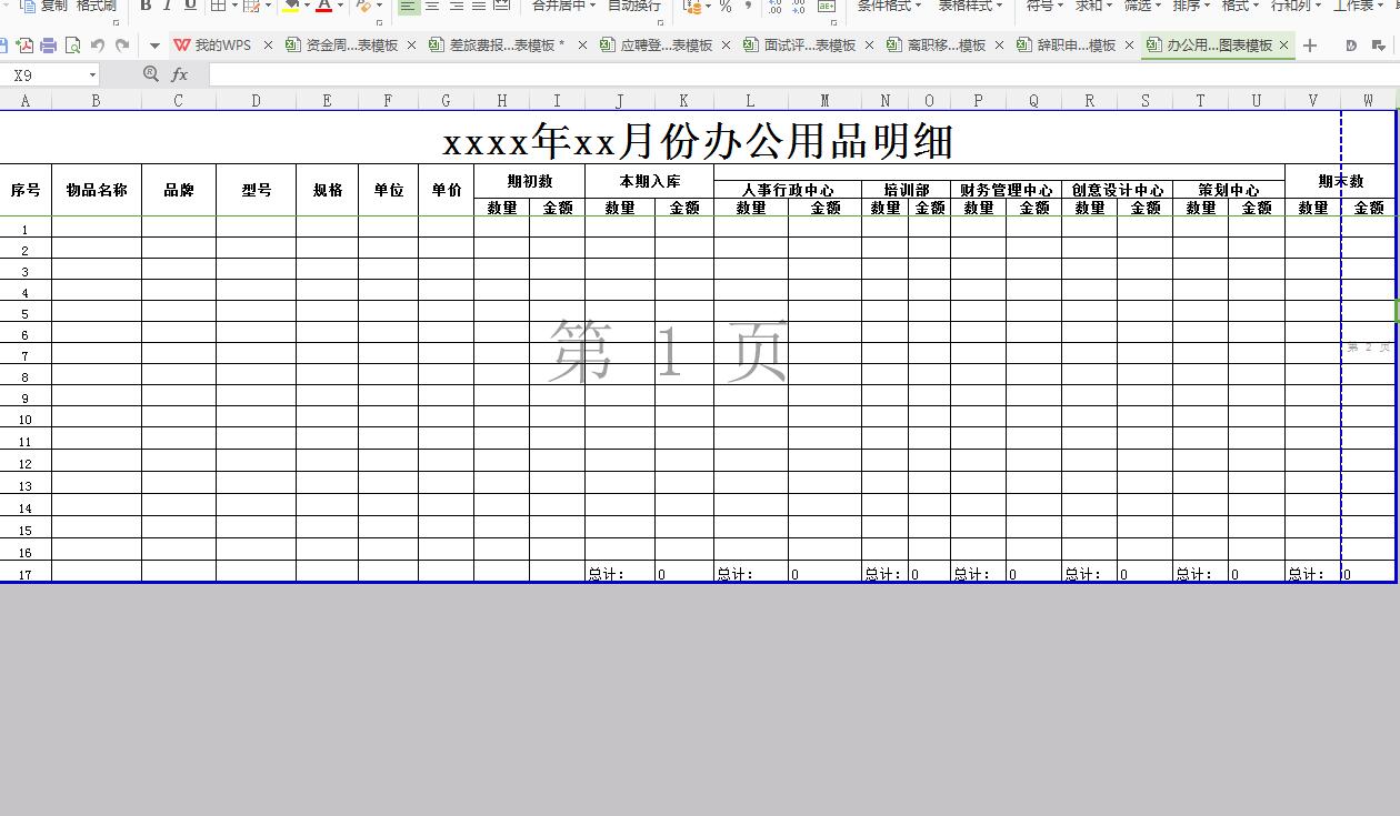 办公用品管理表格Excel图表模板