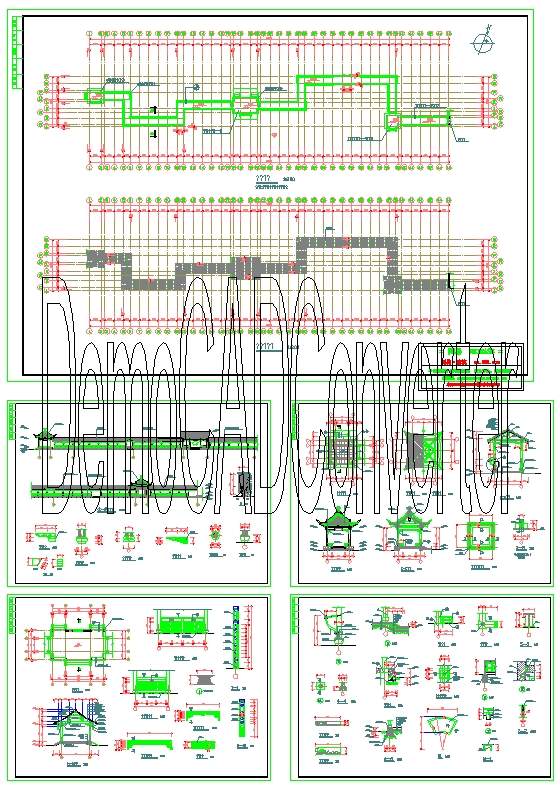 古建长廊建筑施工图CAD建筑施工图