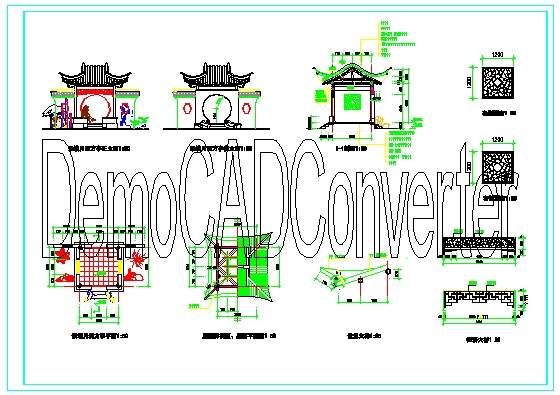 景墙月洞方亭全套施工图