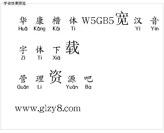 华康楷体W5GB5宽汉音下U（繁）字体