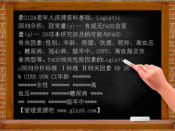 老年周围动脉硬化闭塞病的现患率与相关因素调查PPT课件