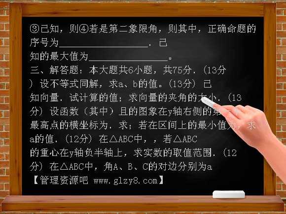 西南师大附中08-09学年高一下学期期末考试（数学）