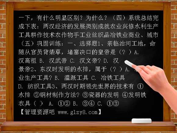 第13课 两汉经济的发展导学案教案