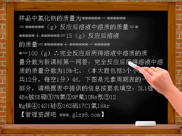 2011泸州市中考理科综合化学试卷及答案