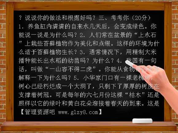 七年级上册生物第一学期期末检测题