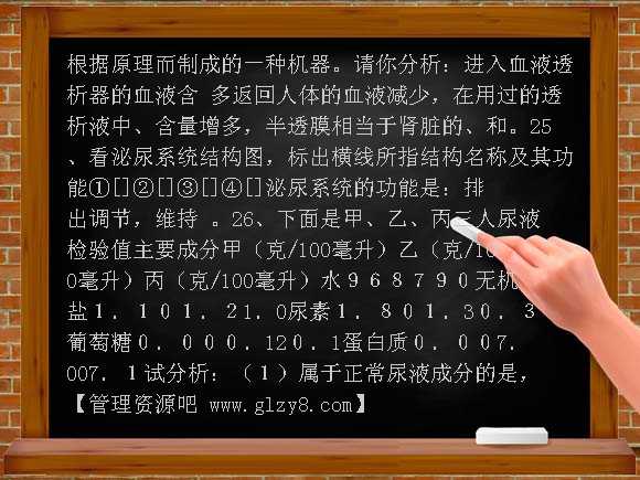 人体内废物的排除测试题和答案