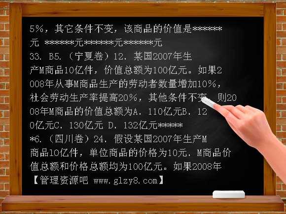 08年高考商品和商品经济、企业和经营者试题汇编