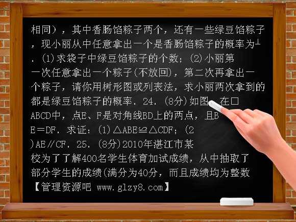 【新课标】备战中考2011年湛江市中考数学考前冲刺精编精练2