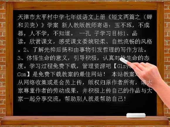 七年级语文上册《短文两篇之（蝉和贝壳）》学案（无答案） 新人教版教案