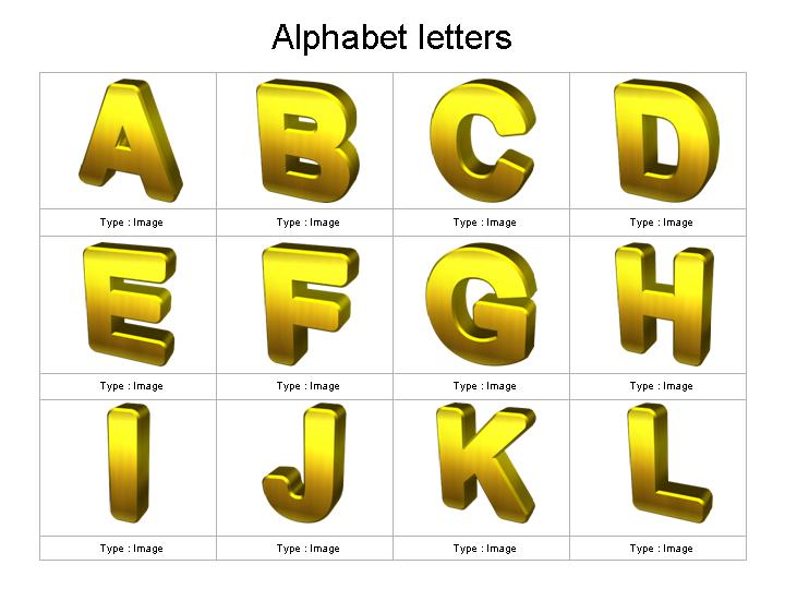 3D风格英文字母PPT模板