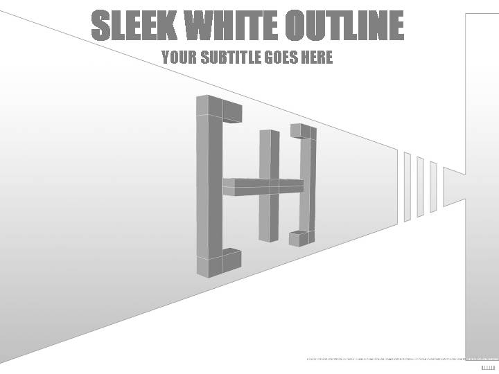 sleek white outline ppt模板