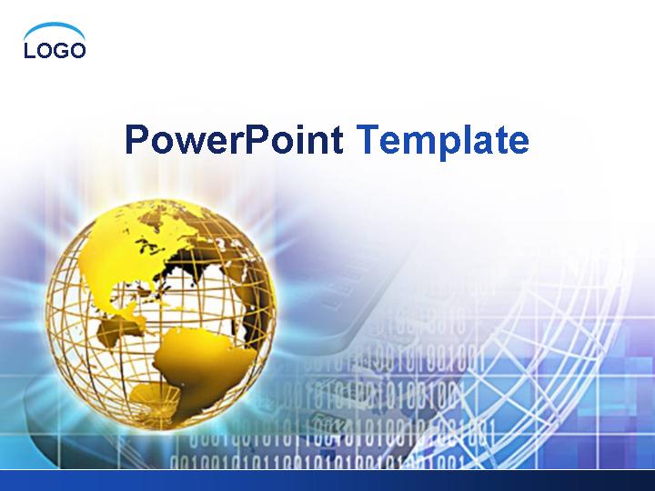 地球数字信息背景蓝色PPT幻灯片模板