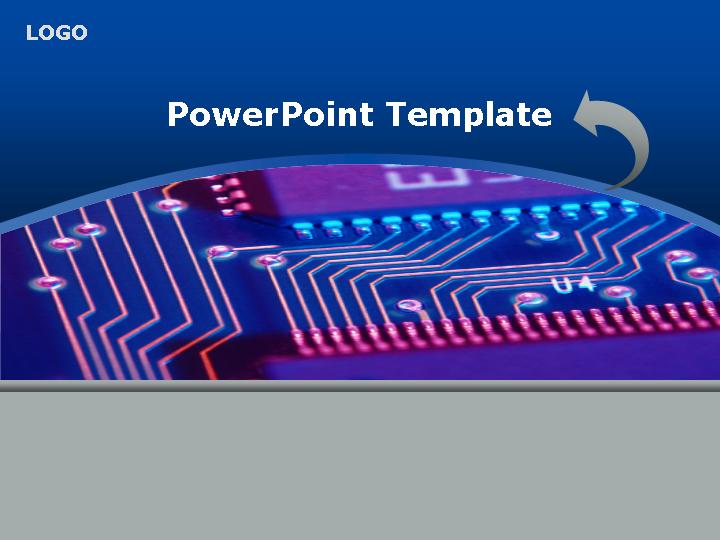 电子与电路图背景蓝色PPT幻灯片模板