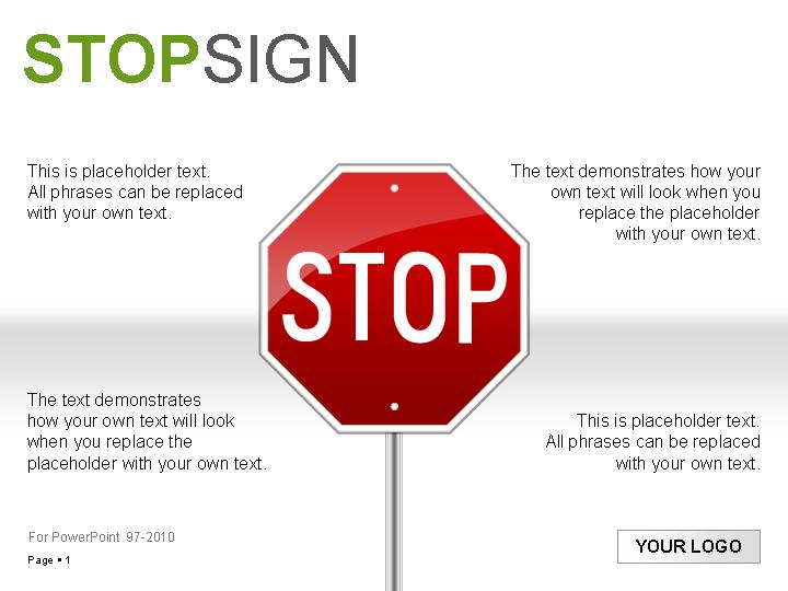 漂亮精致停止标志PPT素材