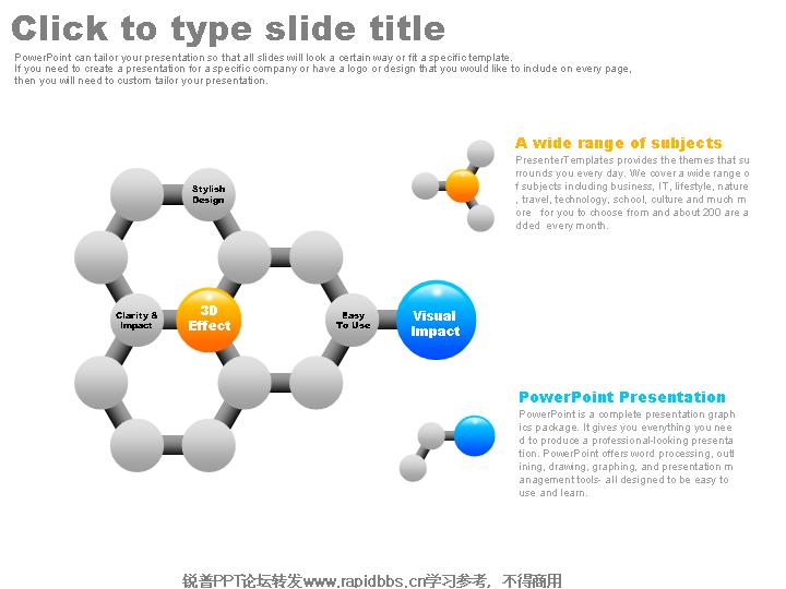 分子结构式灰色PPT图表模板