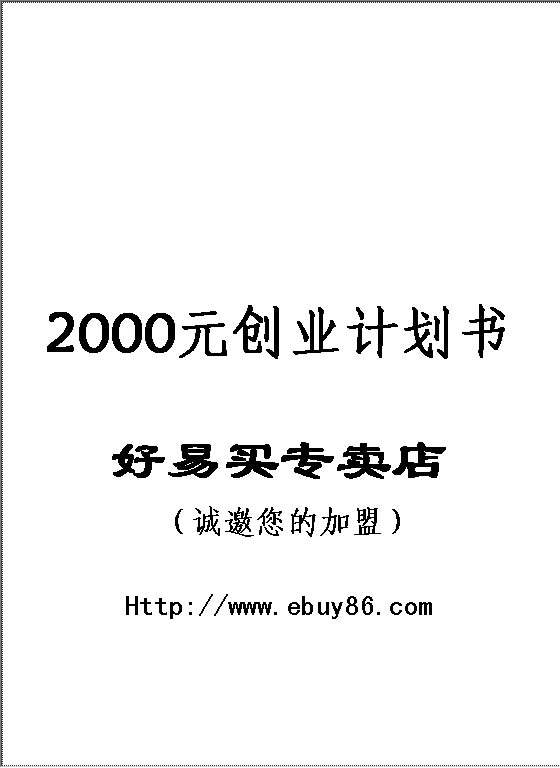 2000元创业计划书好易买专卖店Word模板