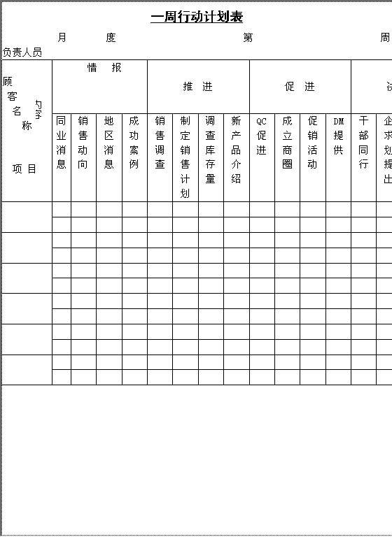 一周行动计划表Word模板