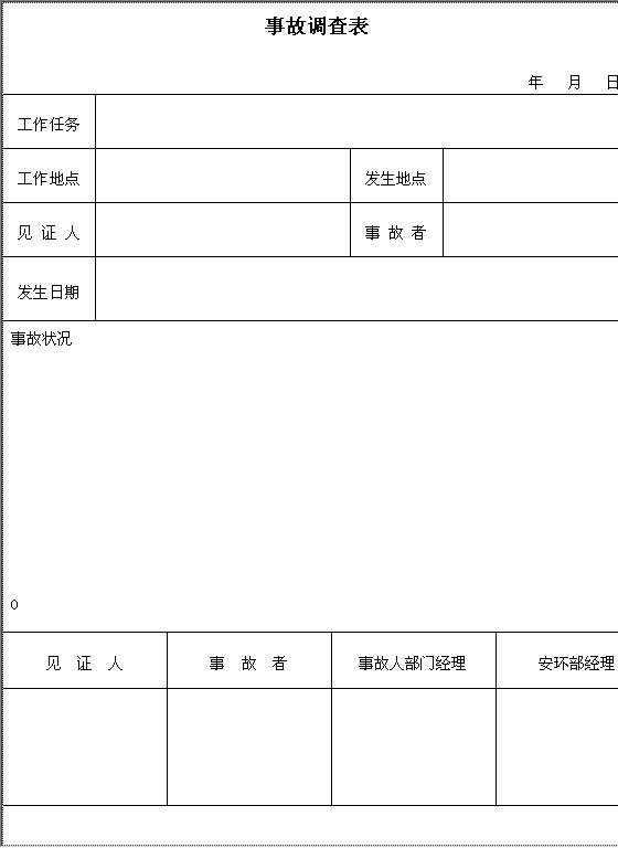 事故调查表Word模板