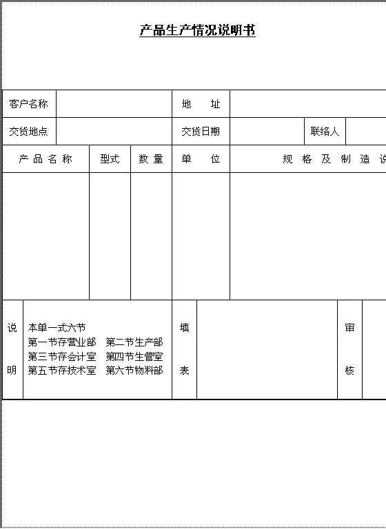 产品生产情况说明书Word模板