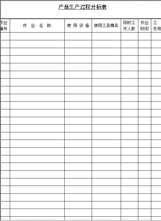产品生产过程分析表Word模板