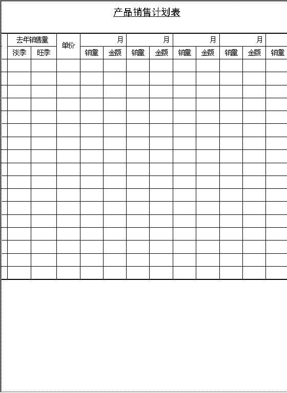 产品销售计划表Word模板