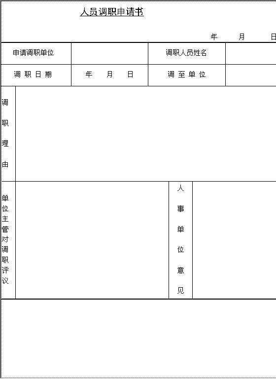 人员调职申请书Word模板