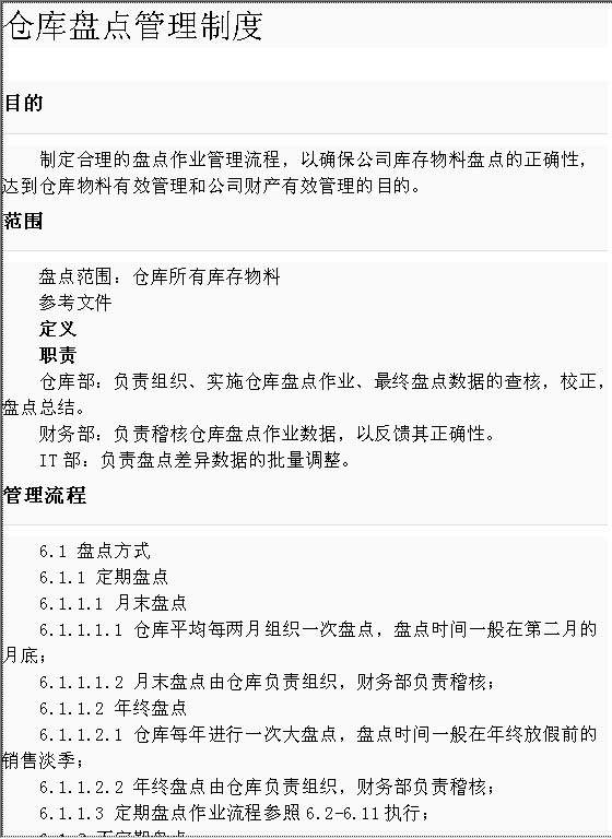 仓库盘点管理制度Word模板