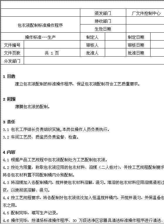 包衣液配制标准操作程序Word模板