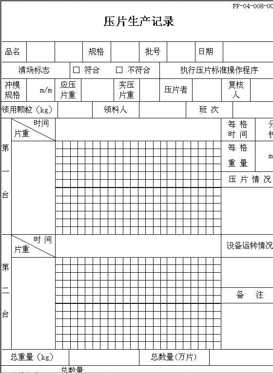 压片生产记录Word模板