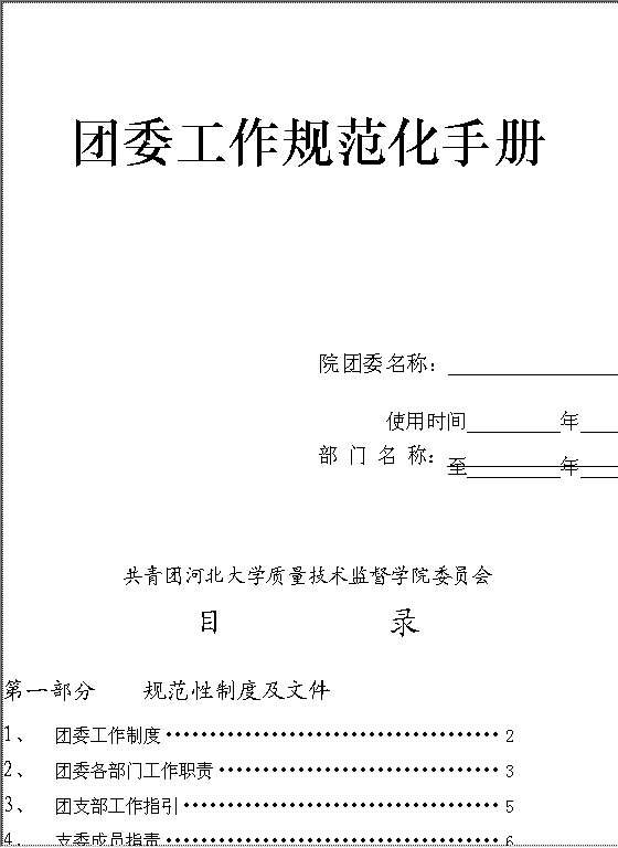 团委工作规范化手册Word模板