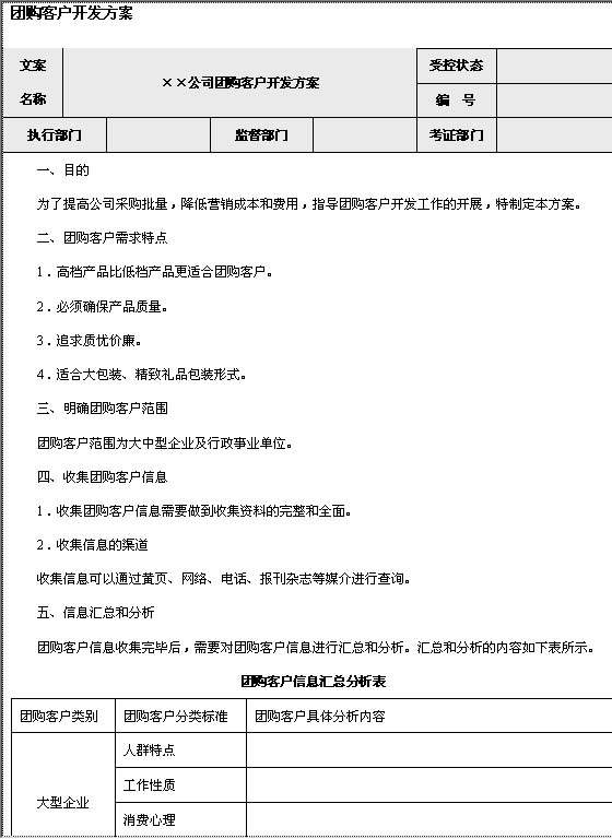 团购客户开发方案Word模板