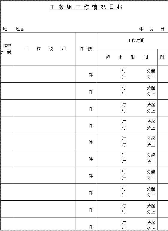 工务组工作情况日报Word模板