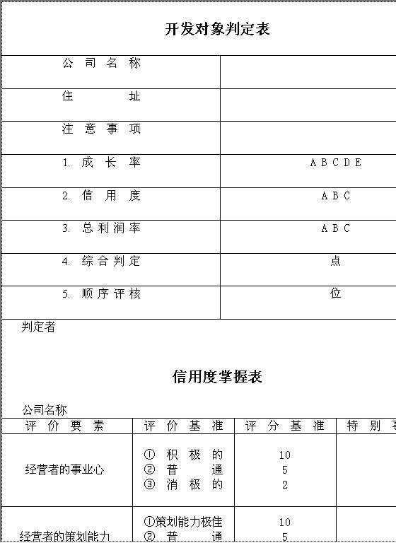 开发对象判定表AWord模板