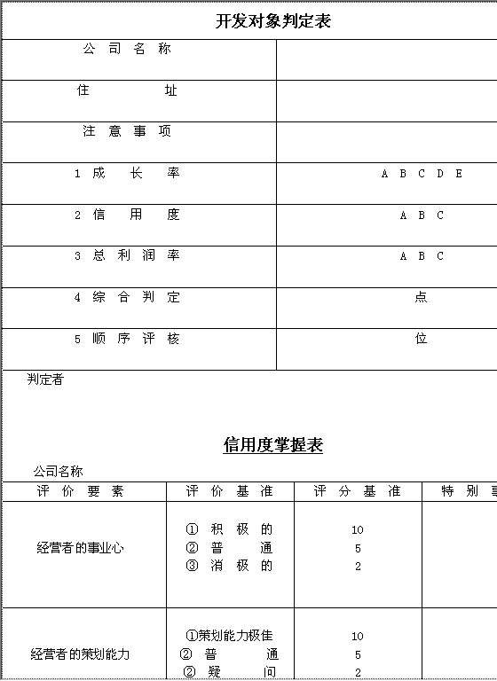 开发对象判定表Word模板