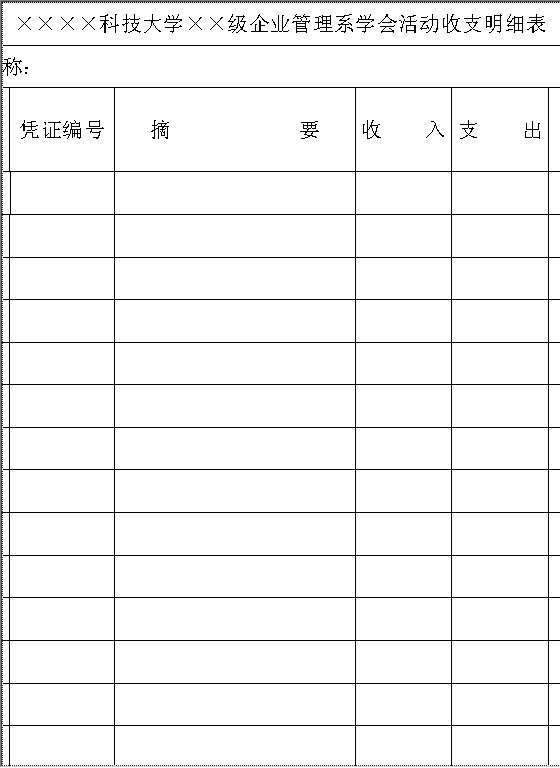 活动收支明细表Word模板