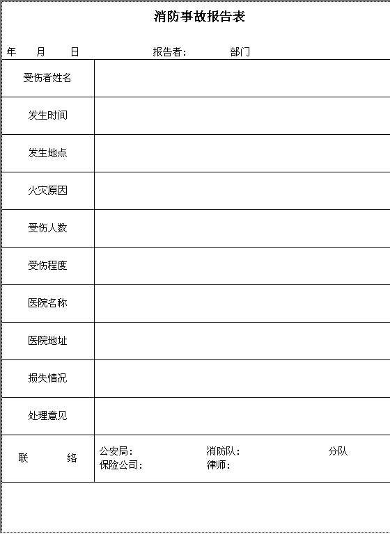 消防事故报告表Word模板