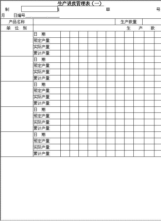 生产进度管理表AWord模板