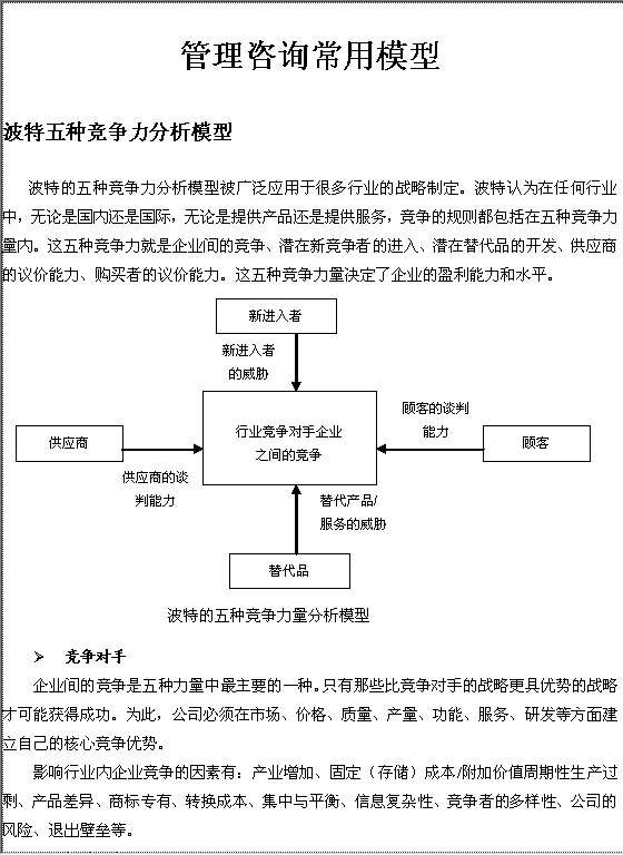 管理咨询常用模型Word模板