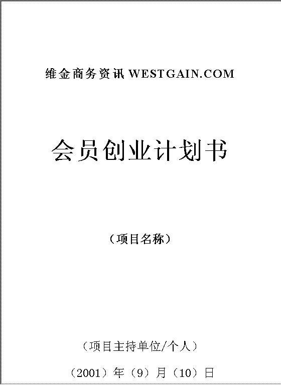 维金商务资讯会员创业计划书Word模板