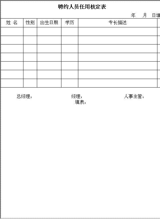 聘约人员任用核定表Word模板