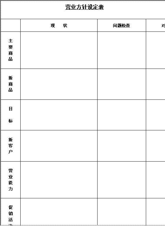 营业方针设定表Word模板