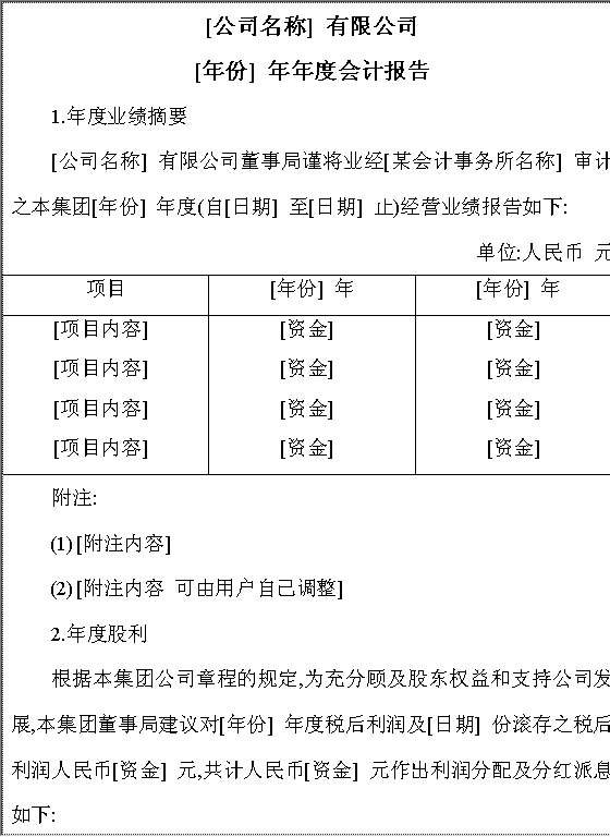 财务报告Word模板